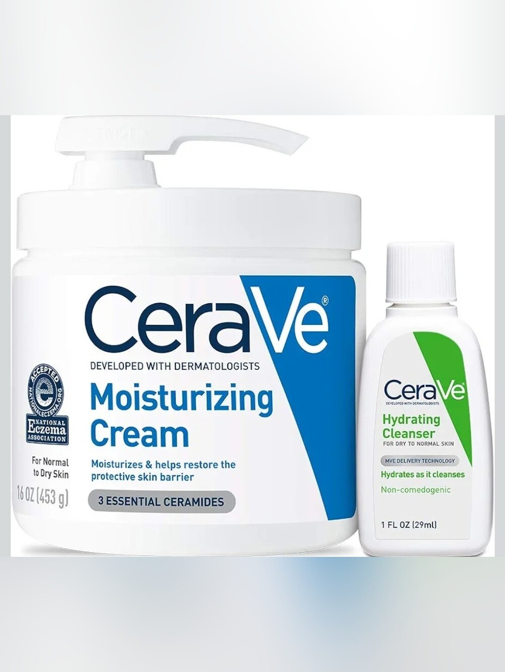 CeraVe Moisturizing Cream W/Pump & Hydrating Facial Cleanser Set